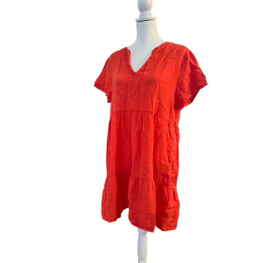 FRANCESCA BETTINI babydoll 100% LINEN DRESS SIZE LARGE - Picture 2 of 9